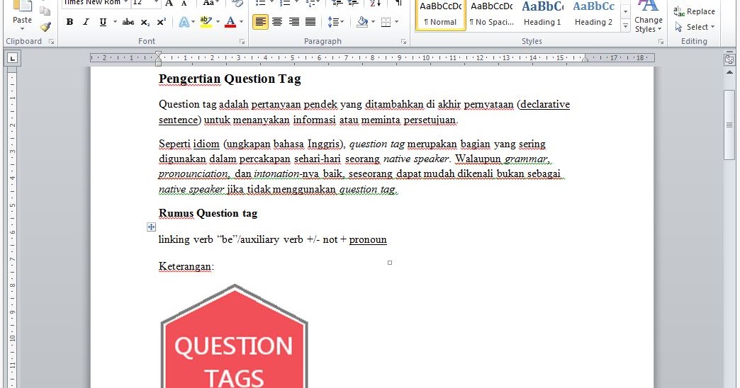 Contoh Soal Dan Jawaban Question Tag Guru Paud