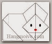 Bước 15: Vẽ mắt, mũi để hoàn thành cách xếp con thỏ kute bằng giấy theo phong cách origami.