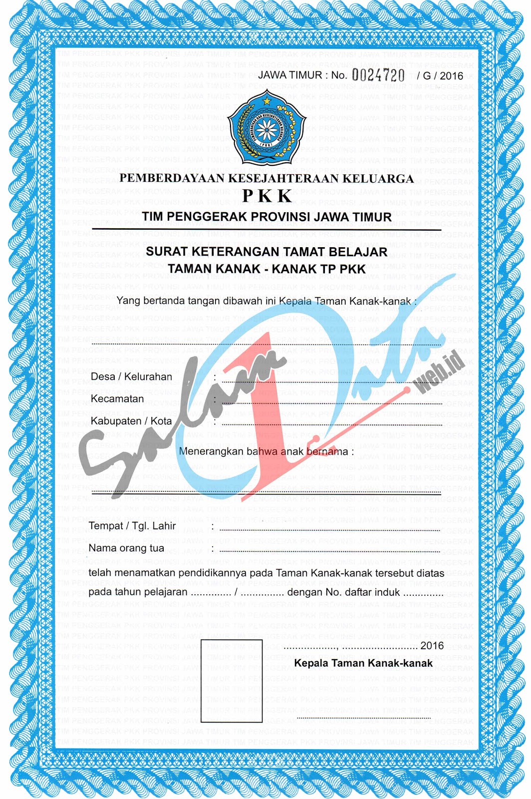 Blanko Cetak Ijazah Tk Pkk Dapodik Pamekasan