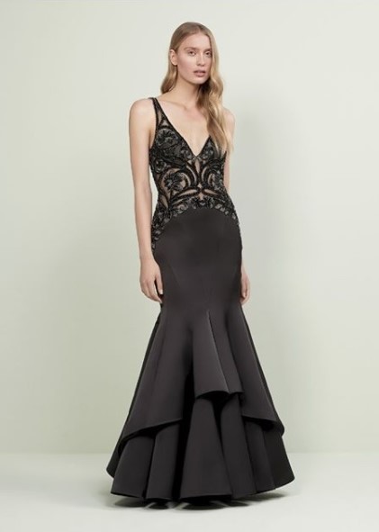 vestido de festa preto bordado