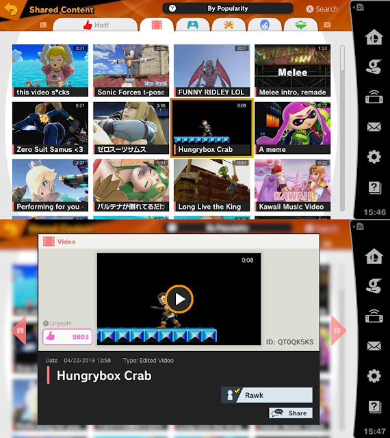 Hungrybox crab video Shared Content Super Smash Bros. Ultimate popular