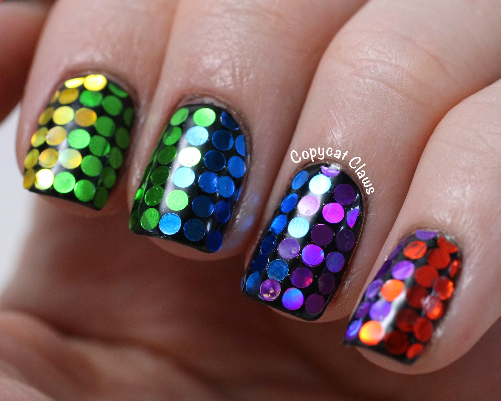 Copycat Claws: Glitter Rainbow Nails