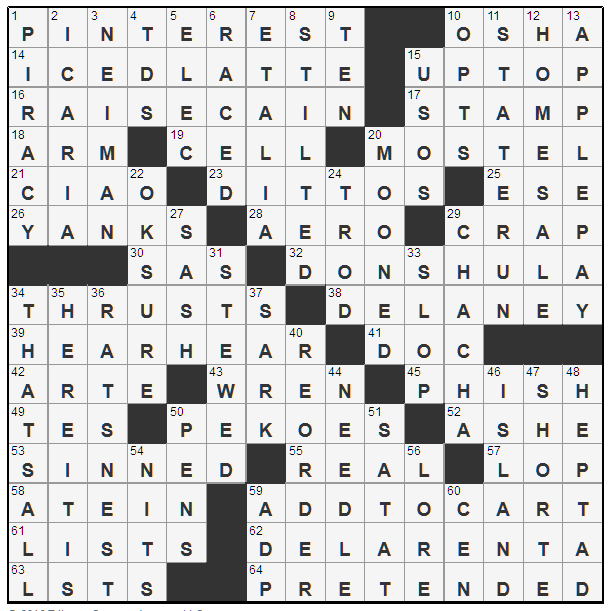 L A Times Crossword Corner Saturday