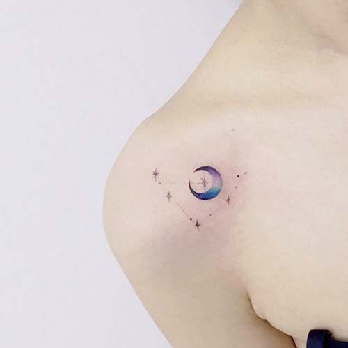omuz renkli ay dövmesi shoulder watercolor moon tattoo omuz renkli ay dövmesi shoulder watercolor moon tattoo