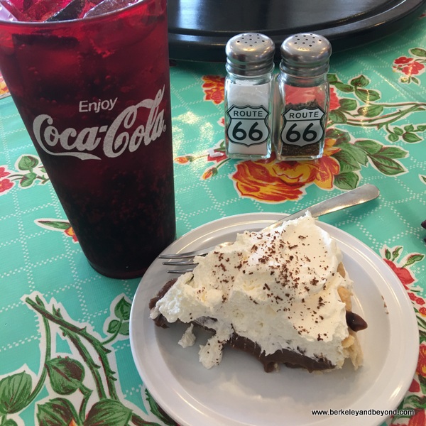 chocolate cream pie at MidPoint Cafe on Route 66 Historic District in Adrian, Texas chocolate cream pie at MidPoint Cafe on Route 66 Historic District in Adrian, Texas