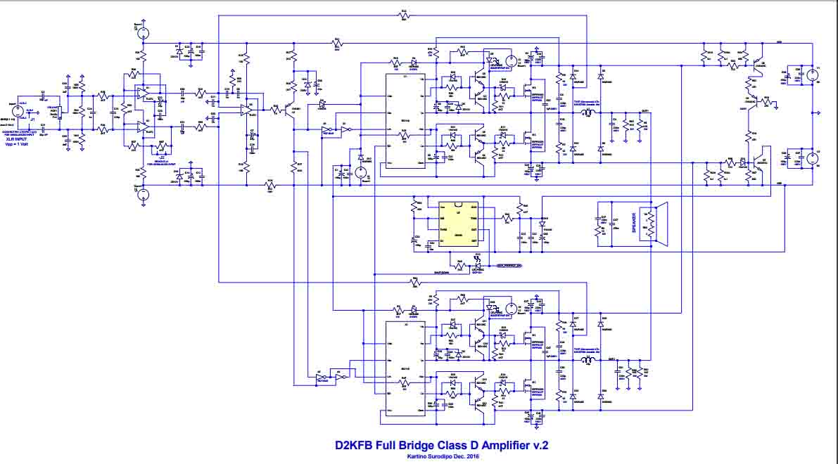 Power Amplifier Class-D Fullbridge D2K 2000Watts - Electronic Circuit