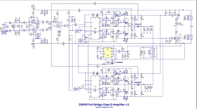 Circuit Schematic of Power Amplifier Class-D Fullbridge D2K 2000Watts