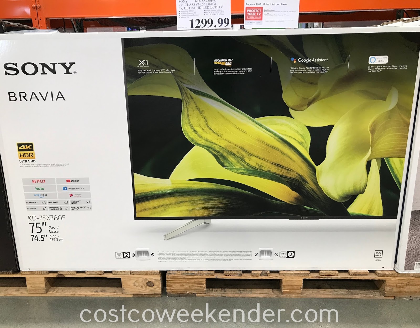 Sony KD75X780F 75" 4k Ultra HD TV Costco Weekender