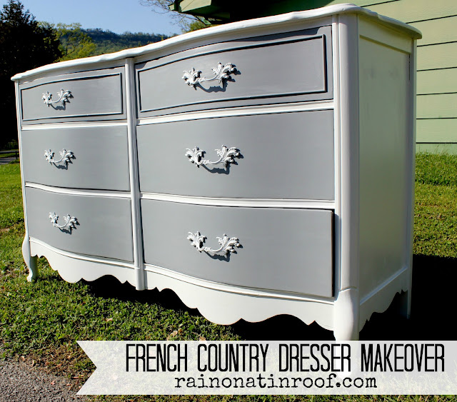 French Country Dresser Makeover with Homemade Chalk Paint  rainonatinroof.com
