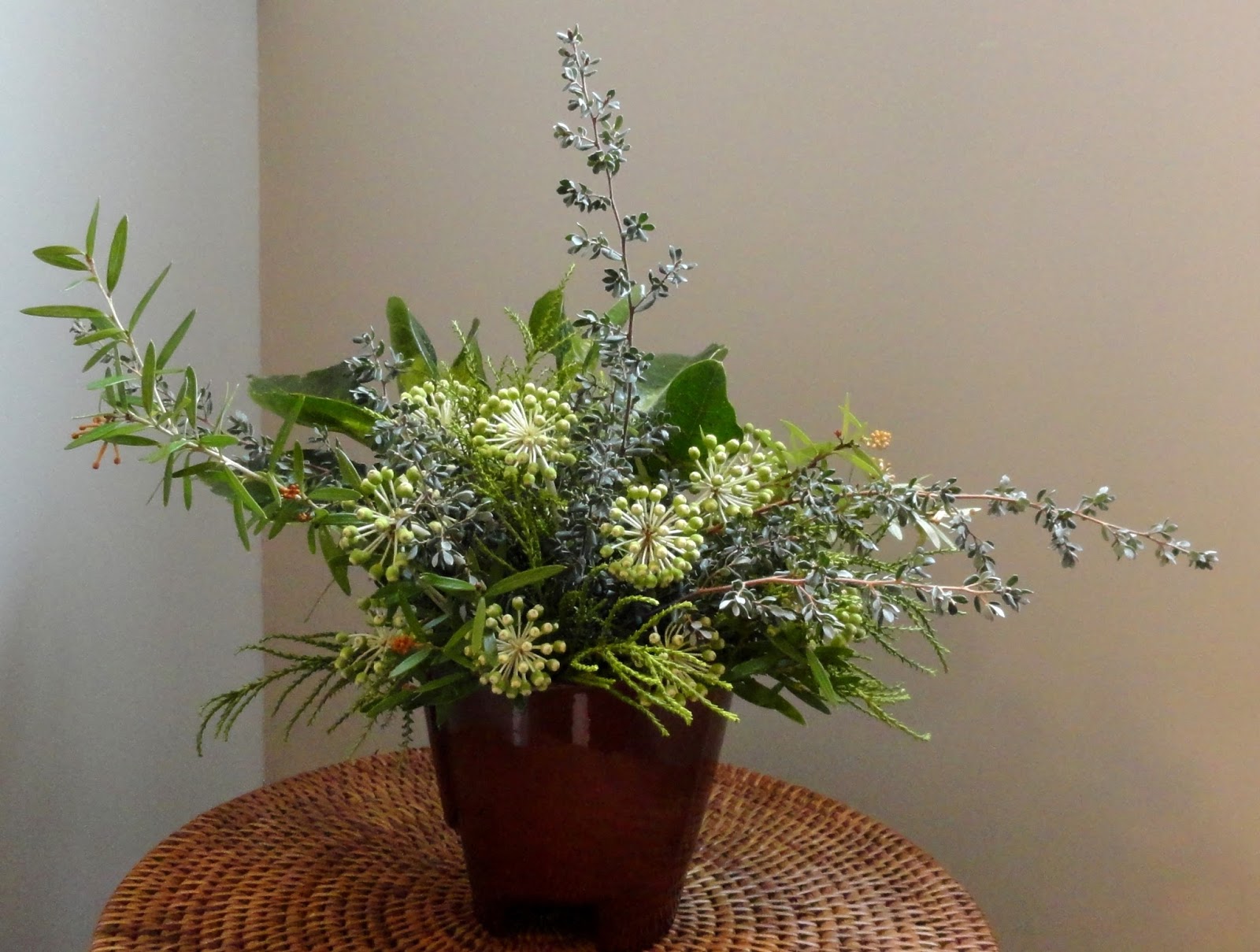 Image of Fatsia japonica flowers in a vase