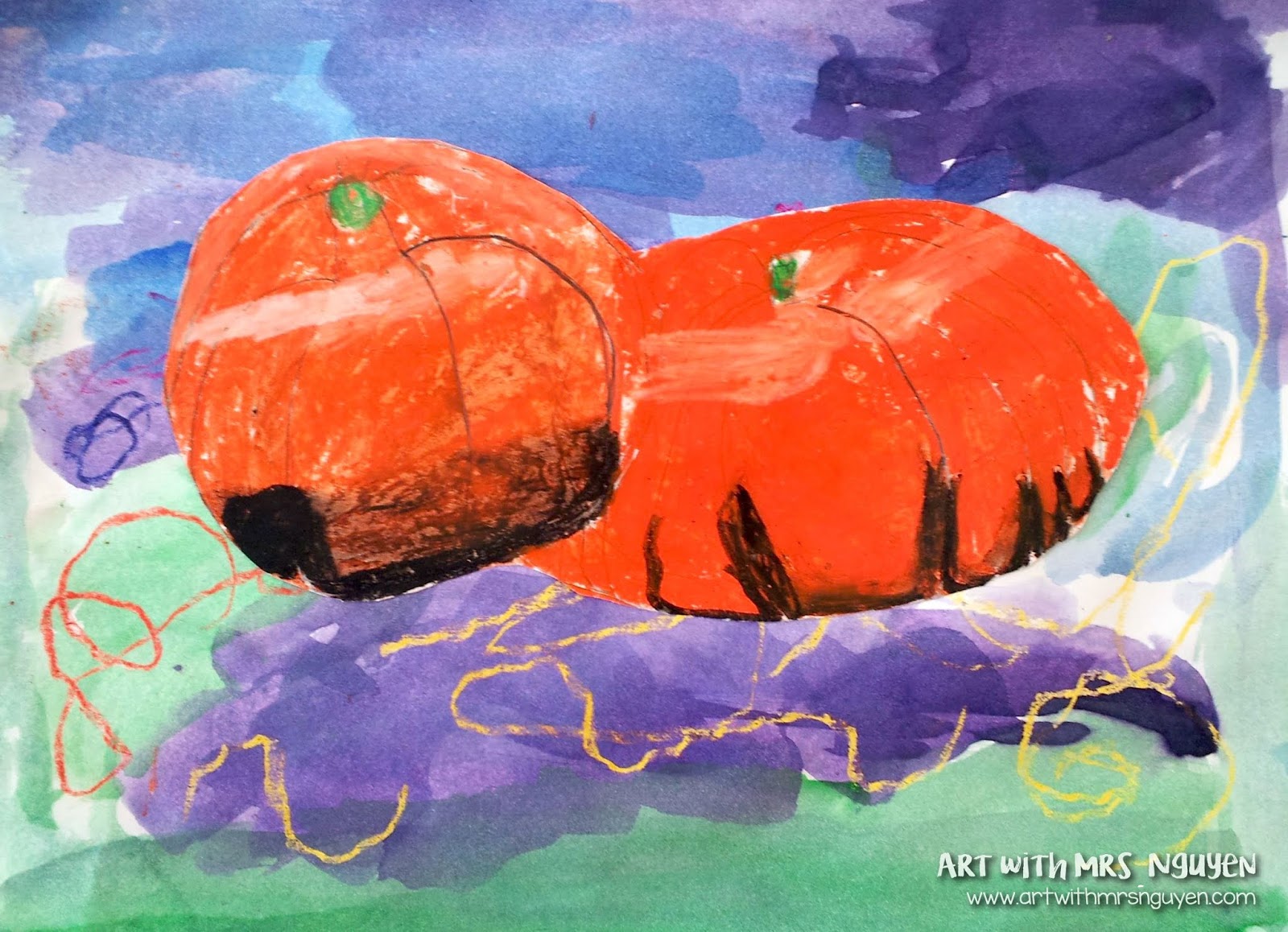 Pumpkin Art Project With Chalk Pastels - The Kindergarten Connection