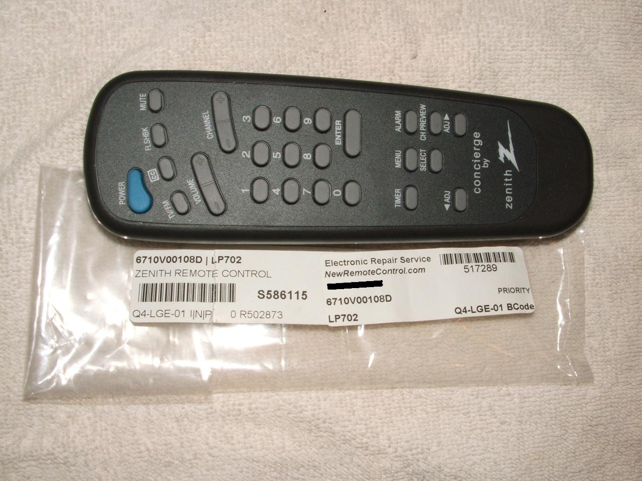 New Remote Control OEM Replacement Remotes: Zenith TV Not Programmed