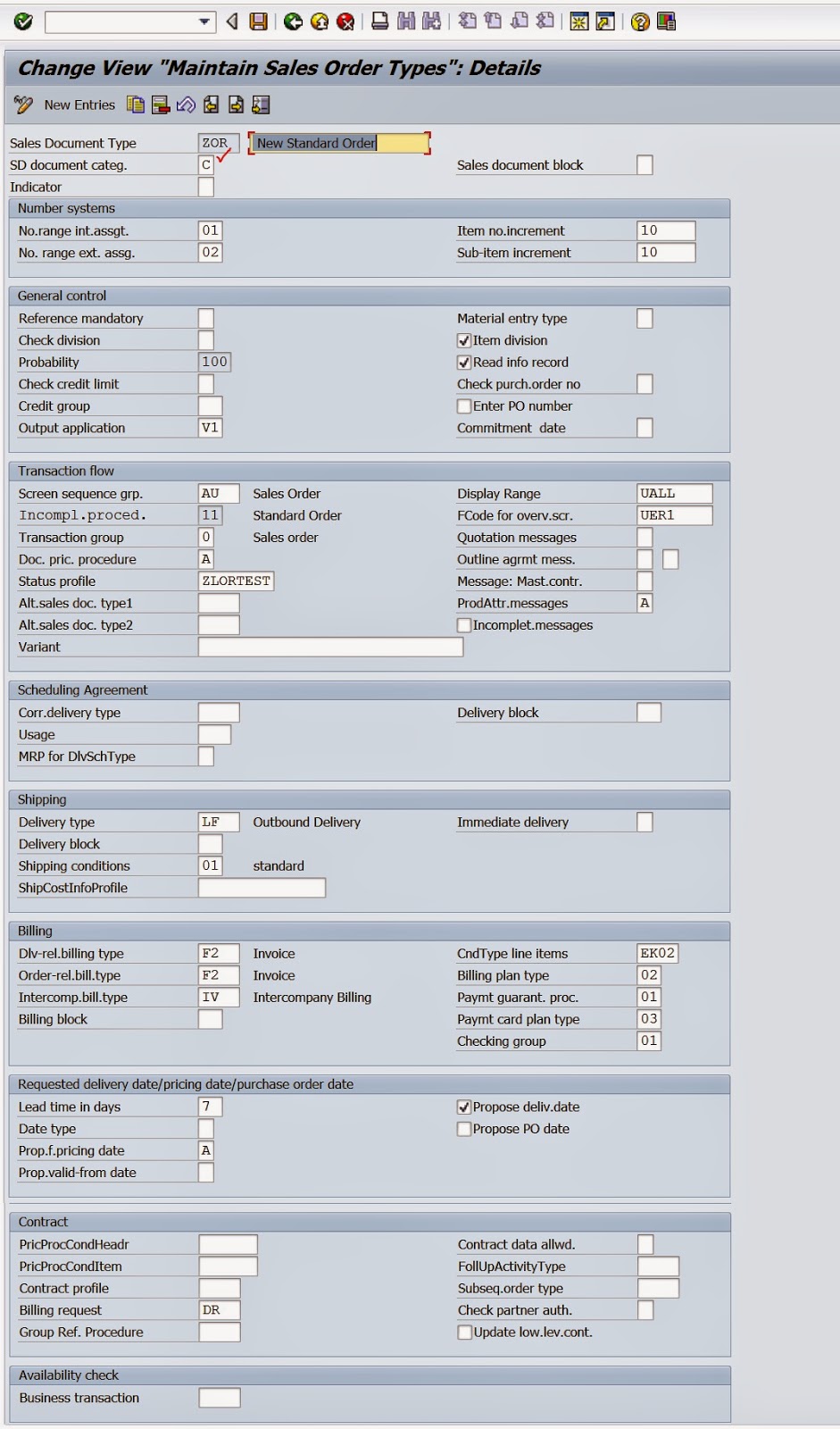 sales document type assignment to sales area table