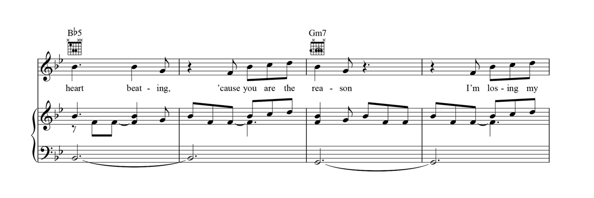 Piano, Vocal & Guitar (Right-Hand Melody) Sheet Music Notation Sample