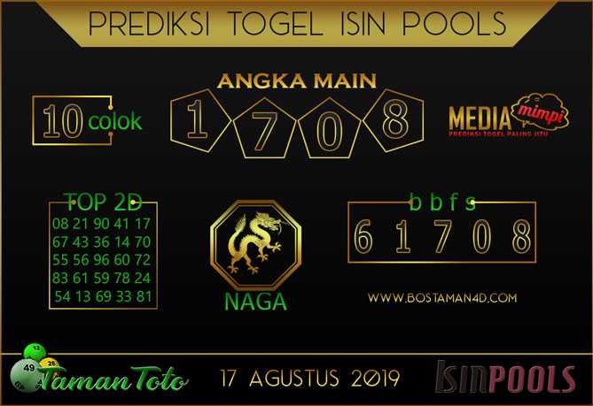 Prediksi Togel ISIN TAMAN TOTO 17 AGUSTUS 2019
