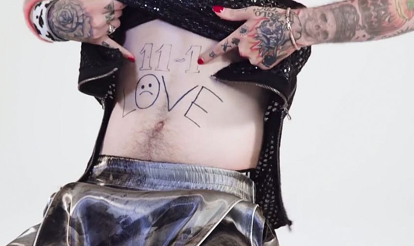 Lil Peep date of birth tattoo and love tattoo on stomach.