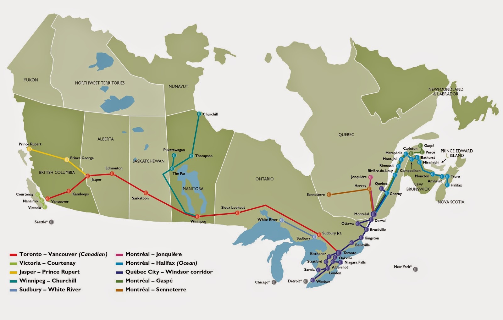 Via Rail Canada Route Map All Stations