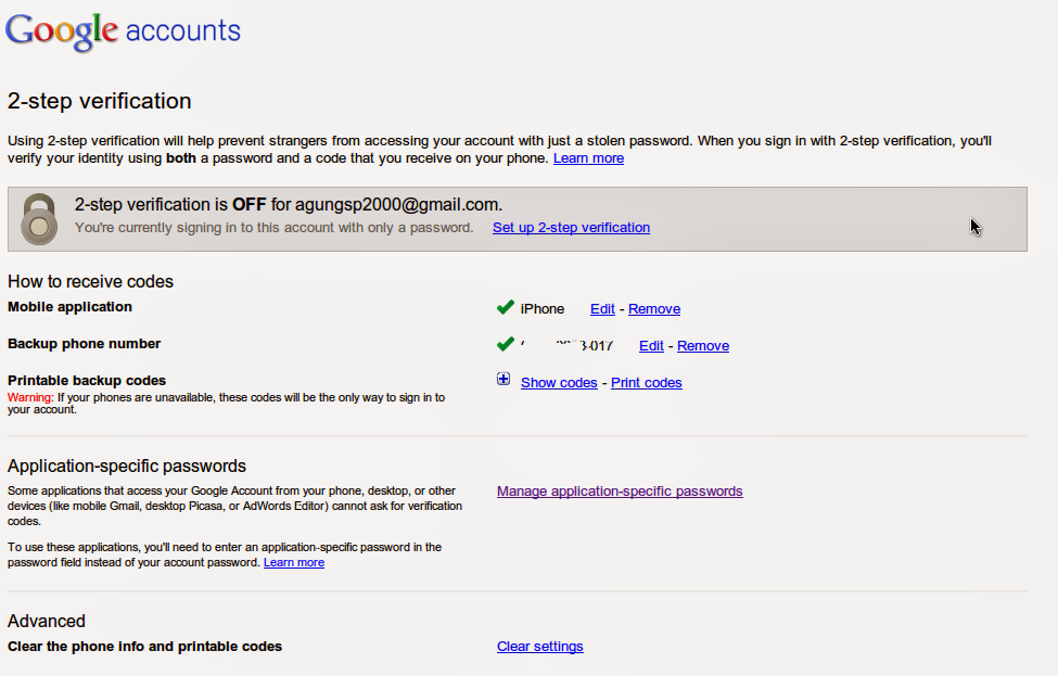 2 Step verification Google. Application-specific password required. Chto znachit.