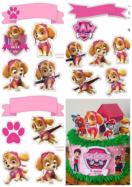Skye of Paw Patrol Free Printable Cake Toppers. Skye of Paw Patrol Free Printable Cake Toppers.