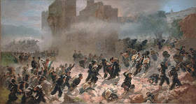 Bersaglieri soldiers storm through the walls of Rome in this 1880 painting by Carlo Ademollo