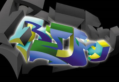 React digital 3d full graffiti art.