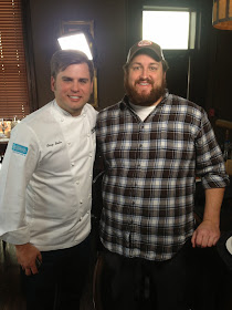 Chef Cory Bahr and Jay Ducote filming  at Restaurant Cotton in Monroe.
