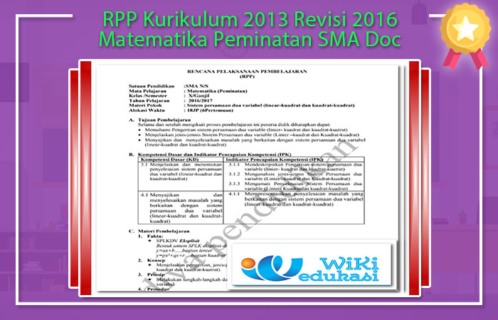 RPP Kurikulum 2013 Revisi 2016 Matematika Peminatan SMA Doc RPP Matematika Peminatan SMA Kurikulum 2013 Revisi 2016 Doc