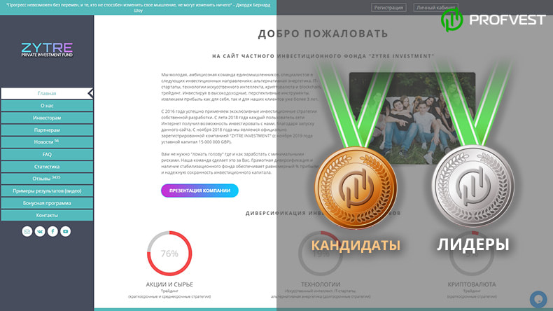 Повышение проекта Zytre Investment LTD Повышение Zytre Investment LTD