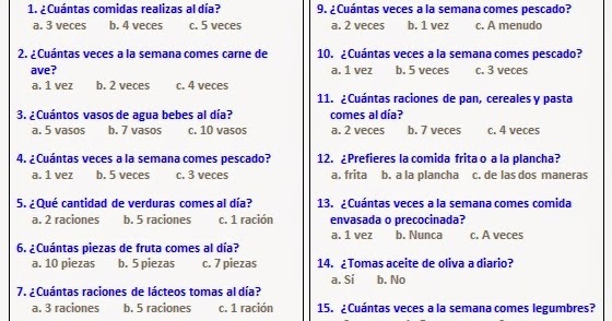 Test sobre alimentacion