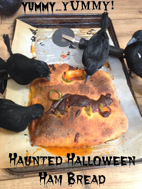 ravens eating Halloween Ham Bread