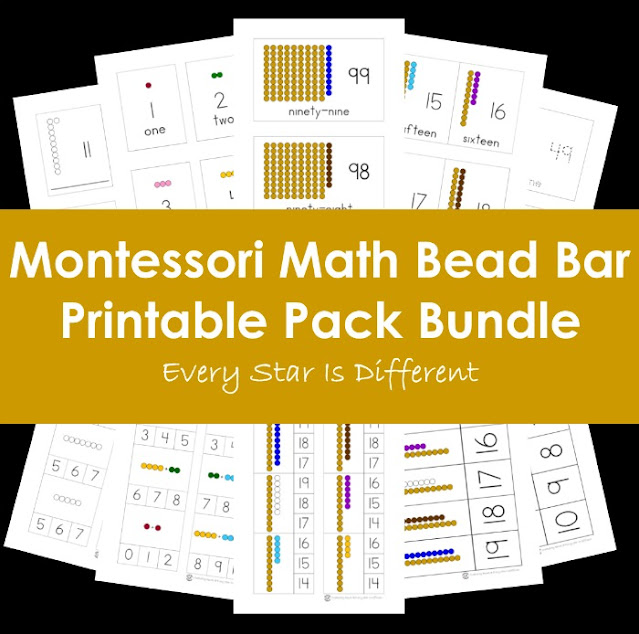 Montessori Math Bead Bar Bundle in Print