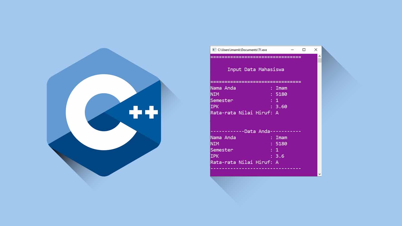 Tugas1 Membuat Program C++ yang Menyertakan Integer, Float, char dan