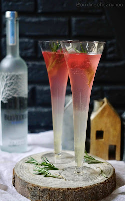 cocktail festif à base de ginger beer , de vodka et framboises vodka belvedere, framboises , fraicheur