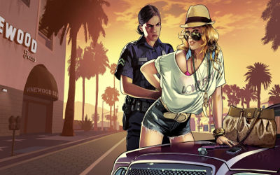 Grand Theft Auto V Girl Cop Arrest - Fond d'Écran en Full HD 1080p