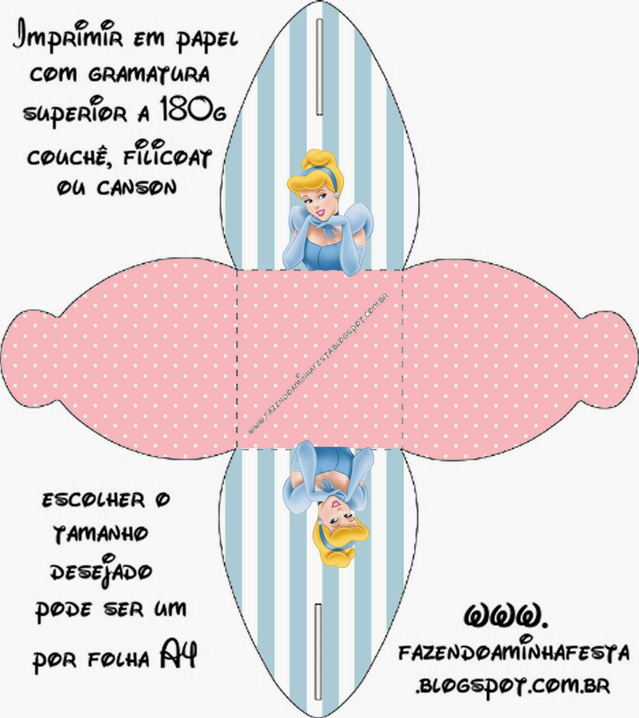 Cenicienta: Cajas para Imprimir Gratis. Caja para cupcakes o golosinas.