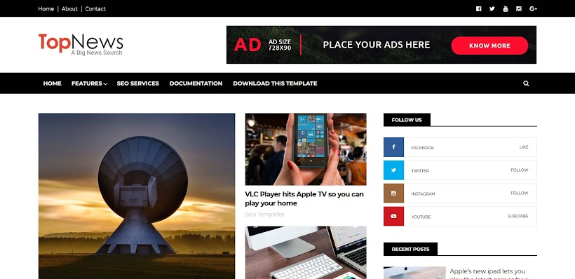 Top News Free Blogger Template