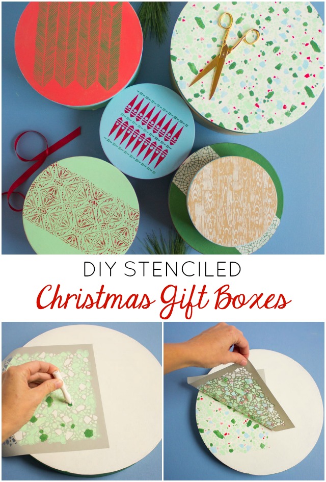 How to make stenciled Christmas gift boxes with Martha Stewart stencils #stencil #christmascraft #diychristmasgift #christmaswrapping #handmadegift How to make stenciled Christmas gift boxes with Martha Stewart stencils #stencil #christmascraft #diychristmasgift #christmaswrapping #handmadegift