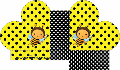 Abejas bebés: Cajas para Imprimir Gratis. Caja abierta en forma de corazón.