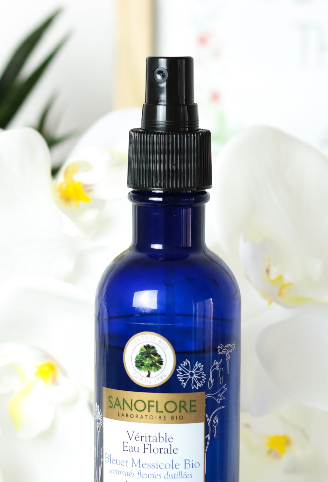 Véritable Eau Florale de Bleuet Messicole Bio de Sanoflore, décongestionner yeux. Solution Yeux gonflés.