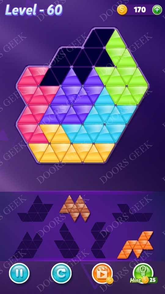 Block! Triangle Puzzle Intermediate Level 60 Solution Doors Geek
