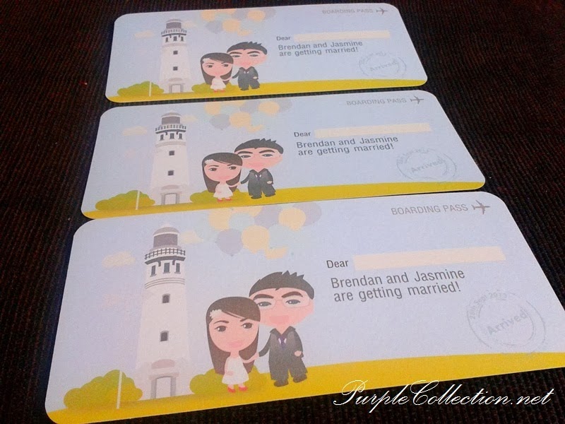 boarding pass, wedding invitation, unique, special, cartoon, couple, kawaii, cute, church, tea ceremony, chinese, western, indian, malay, kad kahwin, Tampines, Singapore, Malaysia, JB, Johor Bahru, Kuala lumpur