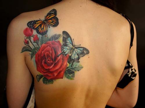 butterfly rose tattoo kelebek gül dövmesi butterfly rose tattoo kelebek gül dövmesi
