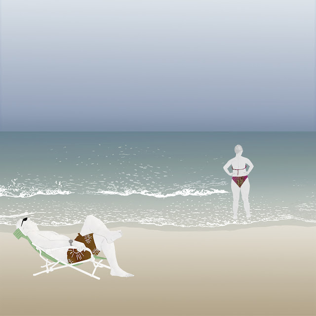 , dolce far niente playa , vacaciones , dibujo , el mar es mentira