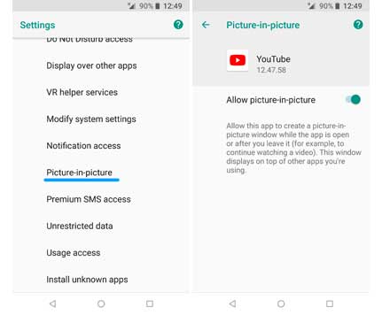 How to use PIP on Mi A1 runs Oreo