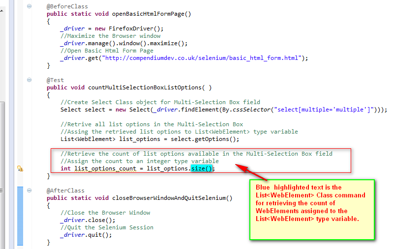 SeleniumByArun 428. Using size( ) to retrieve the count of list