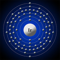 İridyum atomu ve elektronları