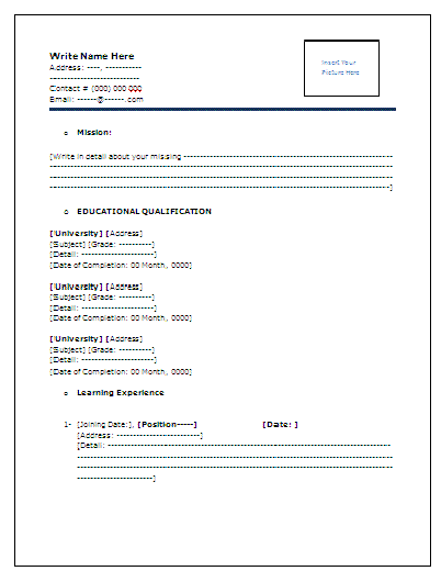 Resume format for job interview