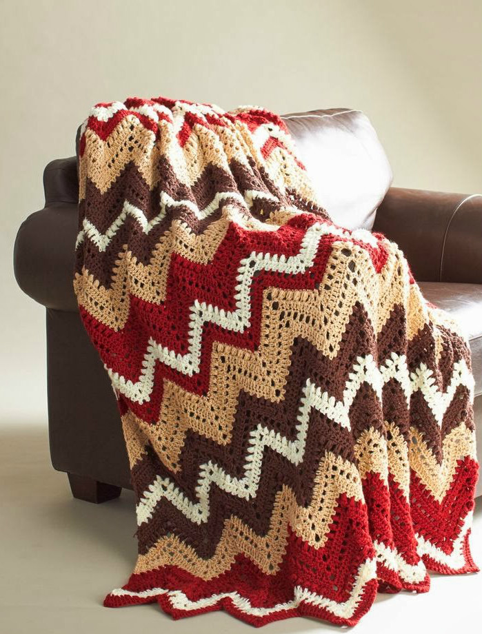 Crochet zig zag blanket with graphic Crochet Works