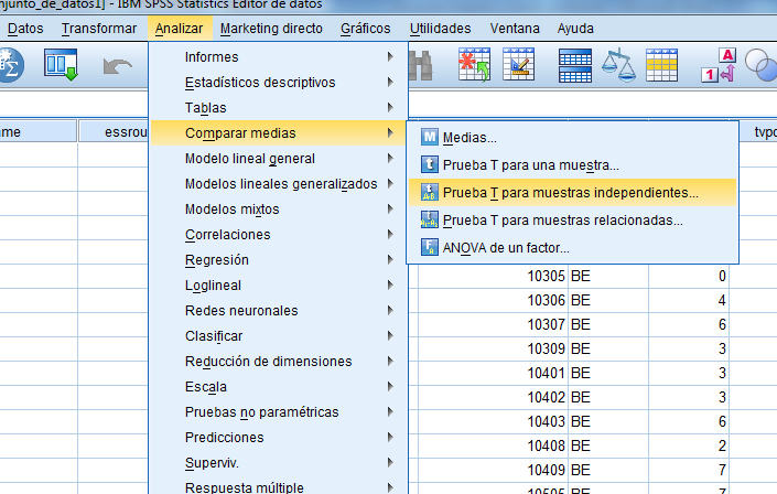 Vista de SPSS