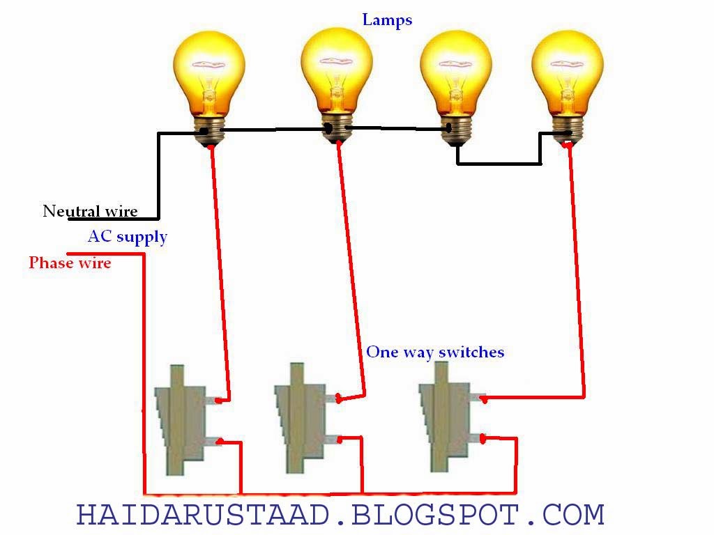 How to control 2 lamps (bulbs) in parallel and 2 lamps in series by